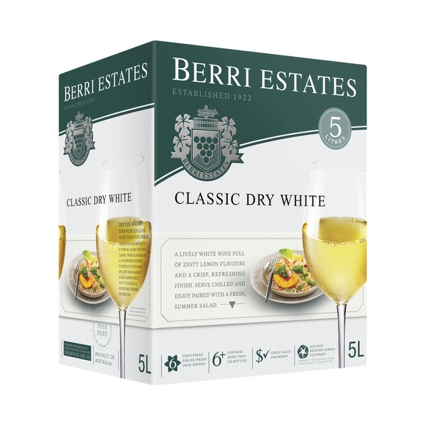 Berri Classic Dry White Cask 5L 1 Each