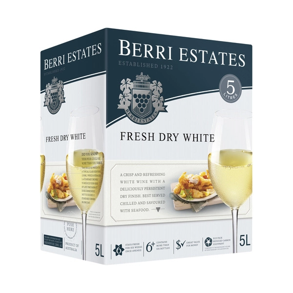 Berri Fresh Dry White Cask 5L 1 Each