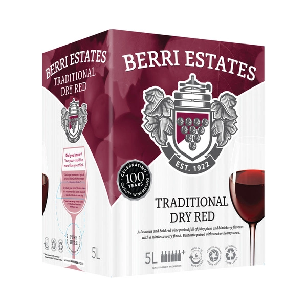 Berri Traditional Dry Red Cask 5L 1 Each