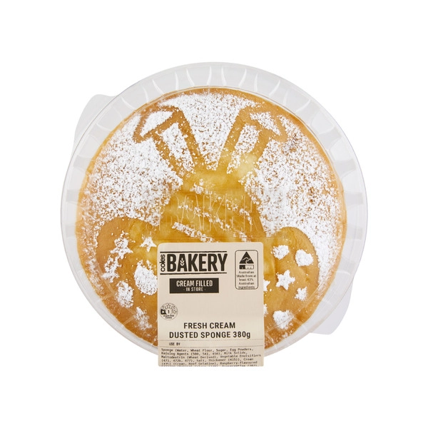 Coles Bakery Traditional Cream Filled Dusted Sponge 380g