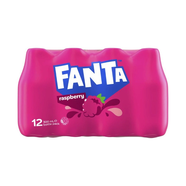 Fanta Raspberry Flavoured Soft Drink Bottle12x300mL 12 pack