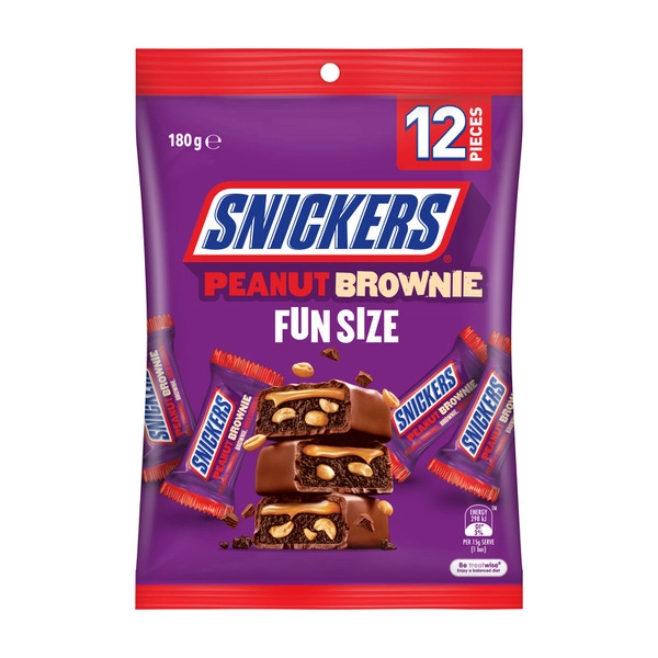 Snickers Chocolate Peanut Brownie Party Share Bag 12 Pieces 180g