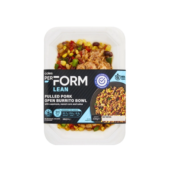 Coles Perform Pulled Pork Burrito Bowl 330g