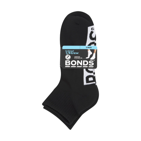 Bonds Mens Quarter Crew MENS QUARTER CREW LOGO SIZE 11+ 3 pack