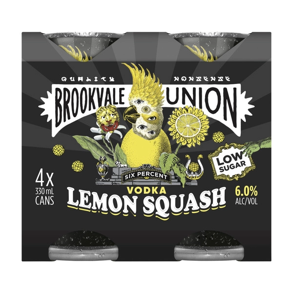 Brookvale Union Vodka Lemon Squash Can 330mL 4 Pack