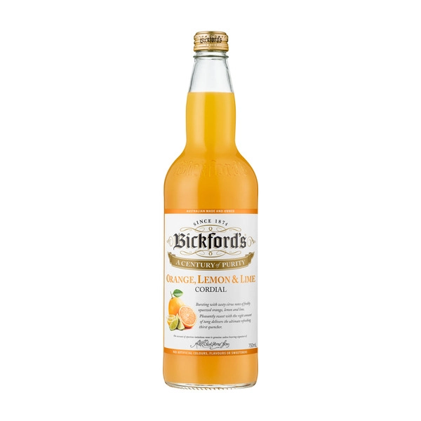 Bickfords Cordial Orange Lemon Lime 750mL