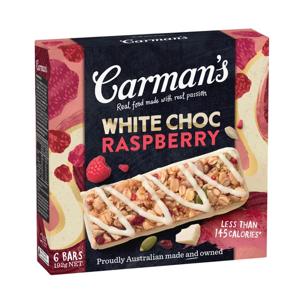 Carman's White Chocolate Raspberry Muesli Bars 6 Pack 192g