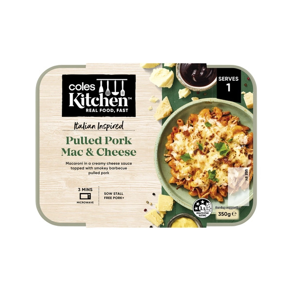 Coles Kitchen Pulled Pork Mac & Cheese 350g