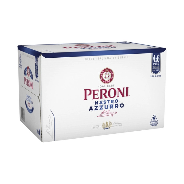 Peroni Nastro Azzurro 5% Bottle 330mL 24 Pack