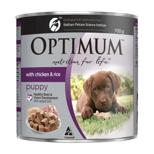 Optimum Puppy Wet Dog Food with Chicken & Rice 700g