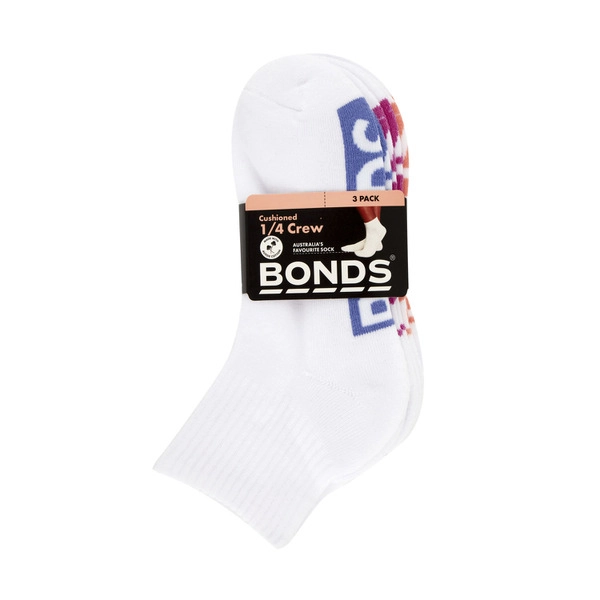 Bonds Womens Quarter Crew Socks Assorted size 3-8 3 pack