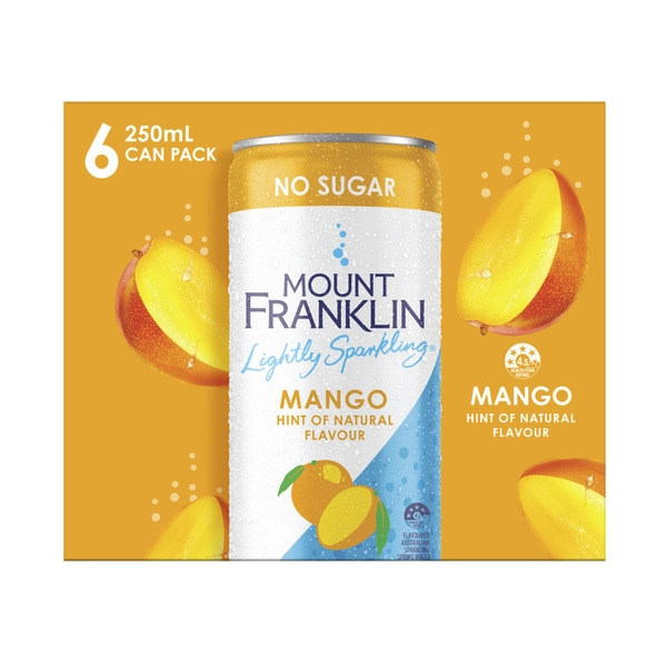 Mount Franklin Sparkling MOUNT FRANKLIN SPARKLING WATER CANS 6X250ML:MANGO:.:6 PACK 