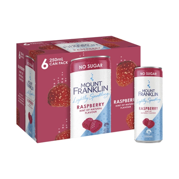 Mount Franklin Sparkling MOUNT FRANKLIN SPARKLING WATER CANS 6X250ML:RASPBERRY:.:6 PACK 