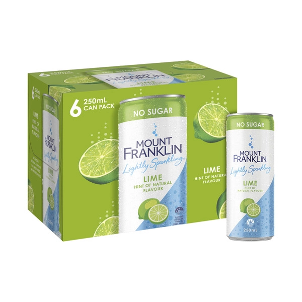 Mount Franklin Sparkling MOUNT FRANKLIN SPARKLING WATER CANS 6X250ML:LIME:.:6 PACK 