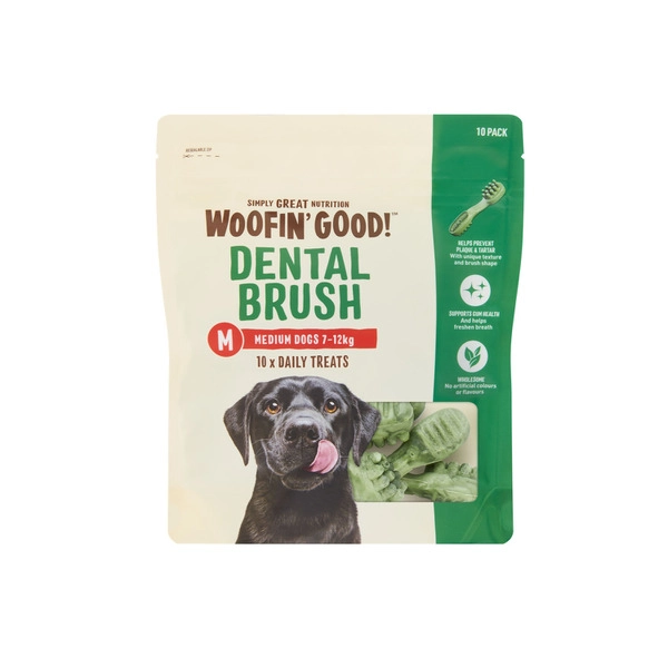 Woofin Good Dental Brush Medium Dog Treat 10 pack