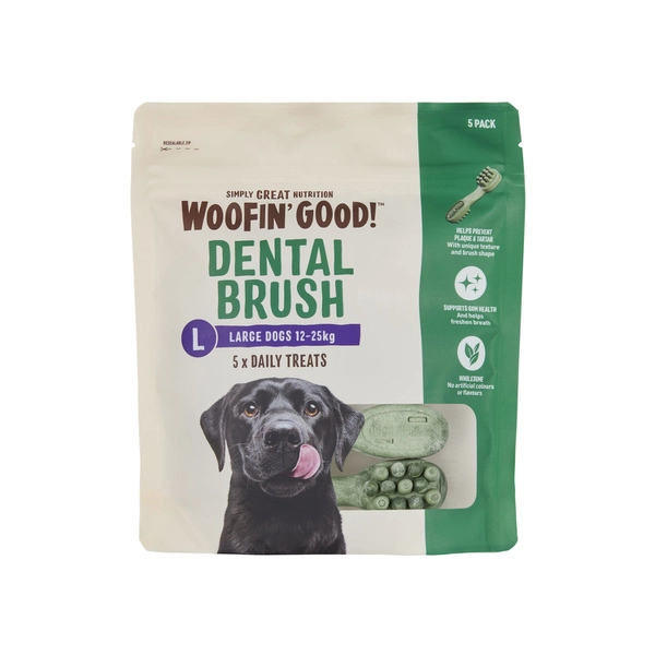 Woofin Good Dental Brush Large Dog Treat 5 pack