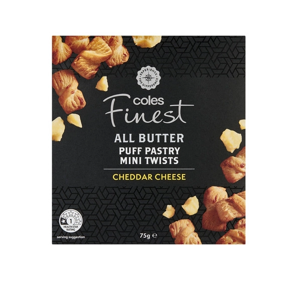 Coles Finest All Butter Puff Pastry Cheese Mini Twists Crackers 75g