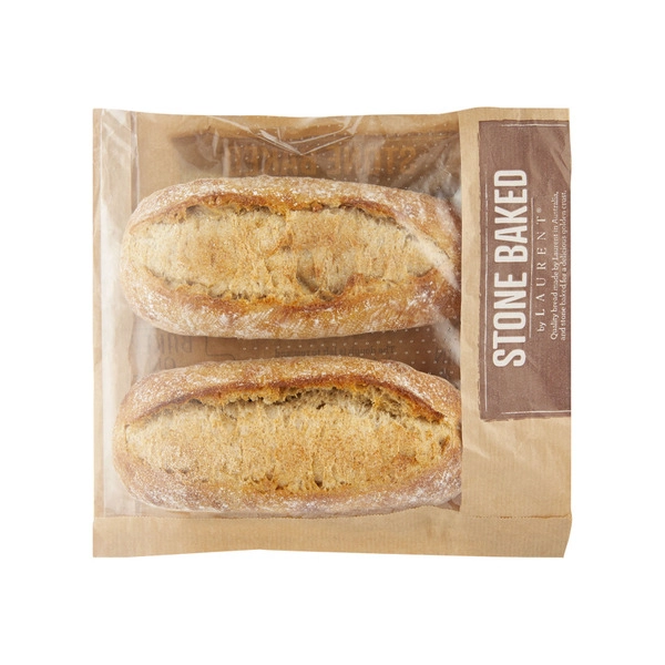 Coles Bakery Stone Baked Light Rye Sub Roll 2 pack