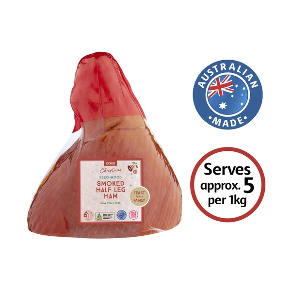 Coles Beechwood Smoked Half Leg Ham approx. 4.5kg