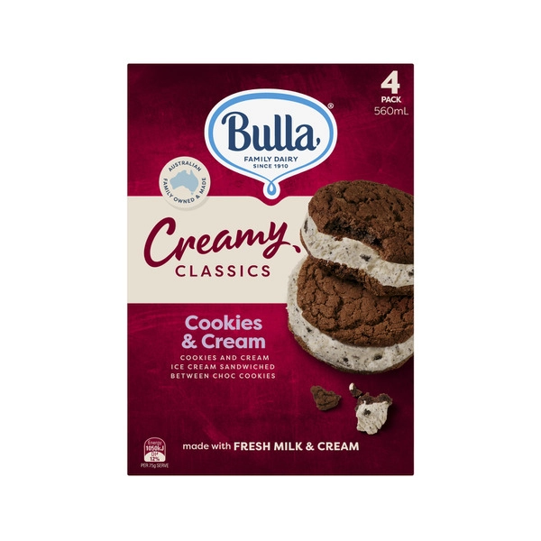 Bulla Creamy Classic Sandwichs Cookies & Cream 560mL