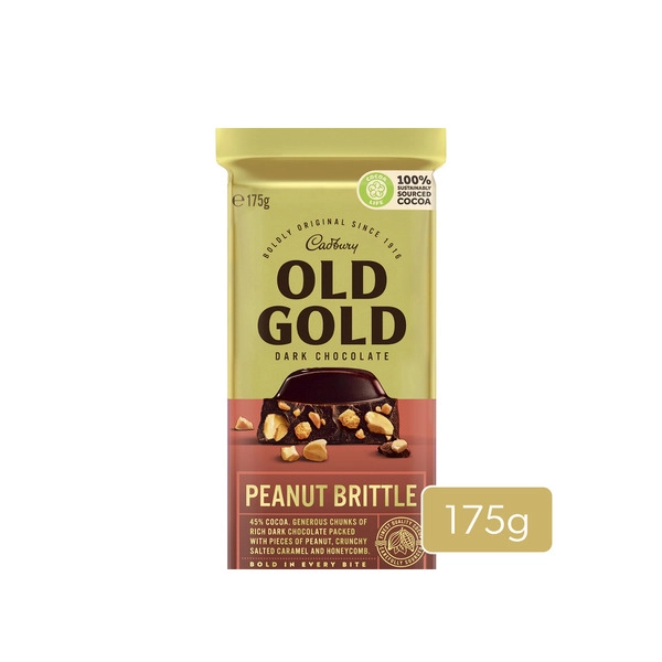 Cadbury Old Gold Peanut Brittle Dark Chocolate Block 175g