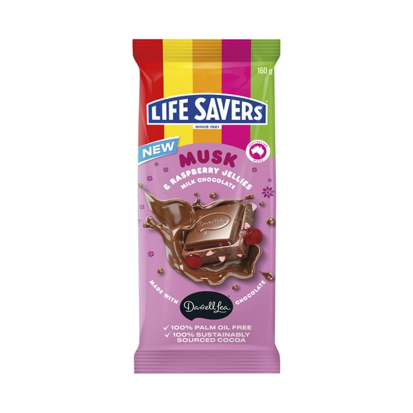 Darrel Lea Life Savers Musk & Raspberry Block 180g