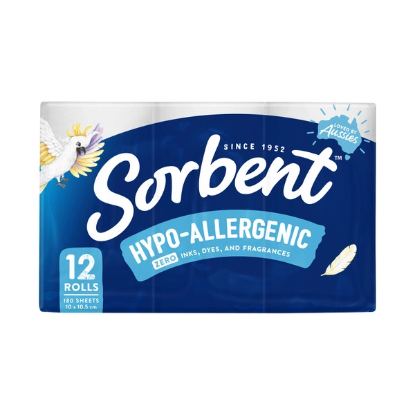 Sorbent Hypo Allergenic Toilet Tissue 12 pack