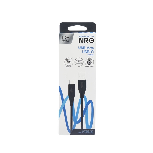 NRG 1.2M USB-A To C - Black 1 pack