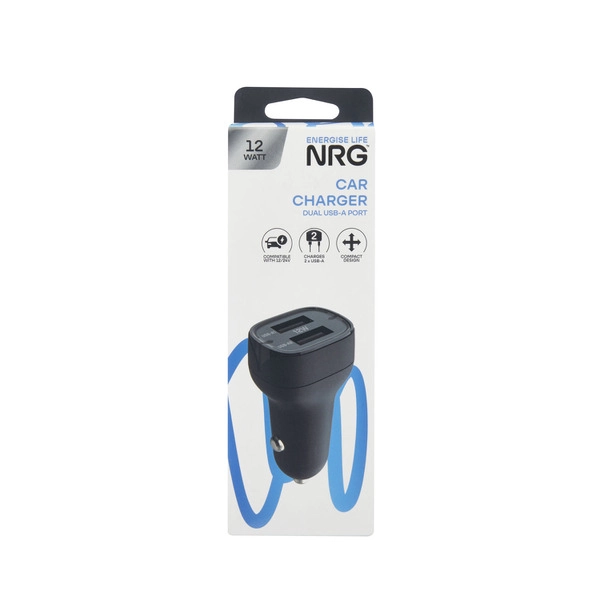 NRG Car Charger Dual USB-A 1 each