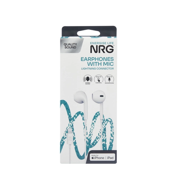 NRG Wired Earphones With Mic Lightning 1 each