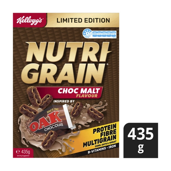 Kelloggs Nutri-Grain Oak Choc Malt 435g