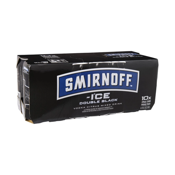 Smirnoff Ice Double Black Can 375mL 10 Pack