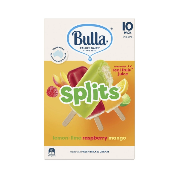 Bulla Splits Multi Flavoured Ice Cream Sticks 10 pack 750mL