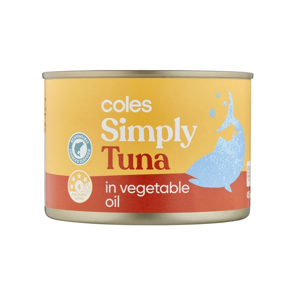 Coles Simply Tuna In Vegetable Oil 425g