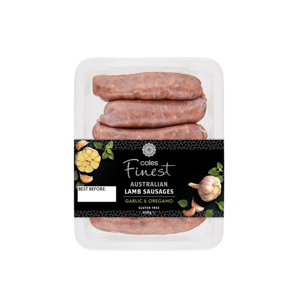 Coles Finest Lamb Garlic And Oregano Sausages 450g