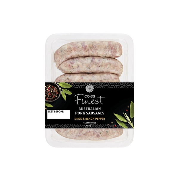 Coles Finest Pork Sage And Black Pepper Sausages 500g