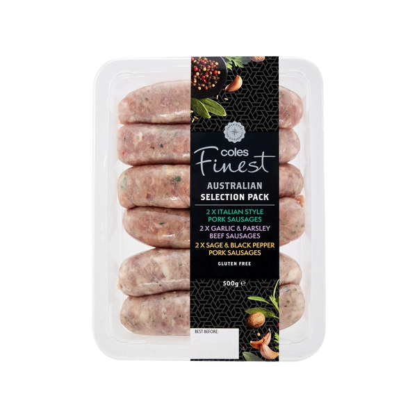 Coles Finest Mixed Selection Sausage Pack 500g