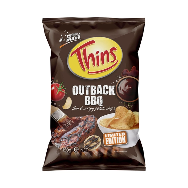 Thins Potato Chips Outback BBQ 150g