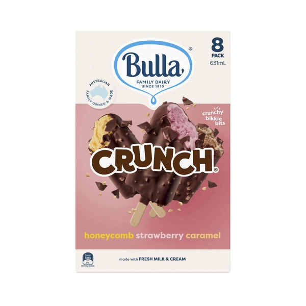 Bulla Crunch Multi Flavoured Ice Cream Sticks 8 pack 631mL