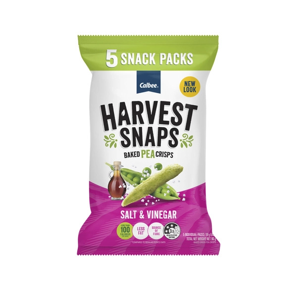 Harvest Snaps Pea 5x18g HARVEST SNAPS PEA SALT & VINEGAR MULTIPACK 5X18G 