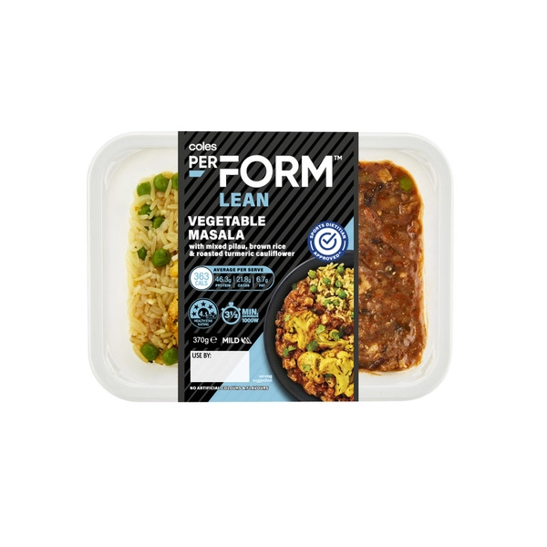 Coles Perform Lean Vegetable Masala And Rice 370g