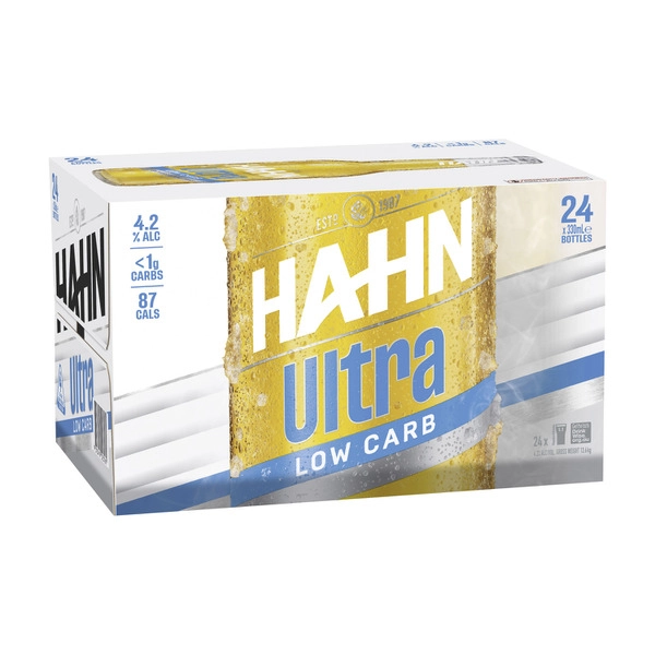 Hahn Ultra Zero Carb Bottle 330mL 24 Pack