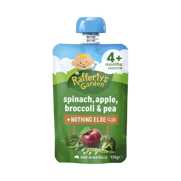 Rafferty's Garden Spinach Apple Broccoli & Pea and Nothing Else Baby Food Puree Pouch 4+ Months 120g