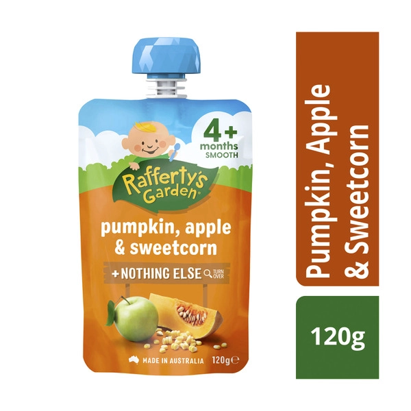 Rafferty's Garden Pumpkin Apple & Sweetcorn and Nothing Else Baby Food Puree Pouch 4+ Months 120g