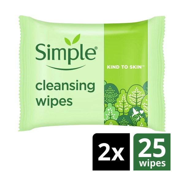 Simple Biodegradable Cleansing Facial Wipes 50 pack