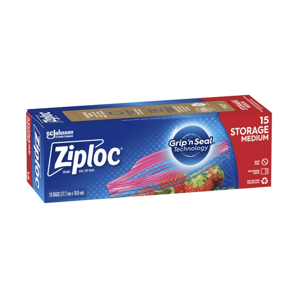 Ziploc Storage Bags Medium Resealable Food Storage 15 pack