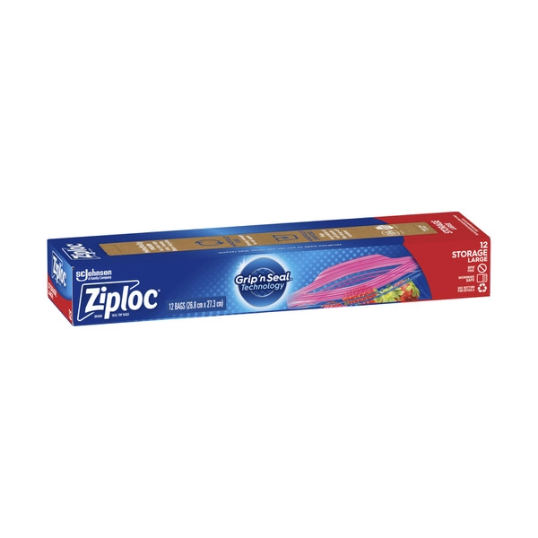 Ziploc Storage Bags Large Resealable Food Storage 12 pack