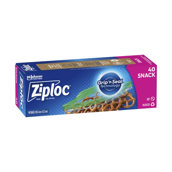 Ziploc Snack Bag Resealable Food Storage 40 pack