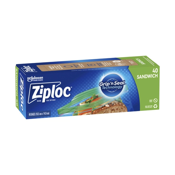 Ziploc Sandwich Bags Resealable Food Storage 40 pack