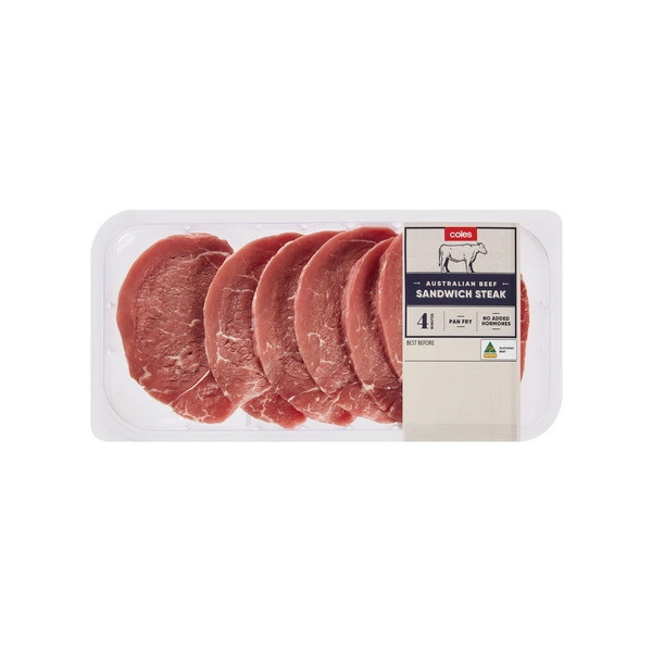 Coles No Added Hormone Beef Sandwich Steak 400g